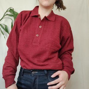 Red Button-Up Sweater